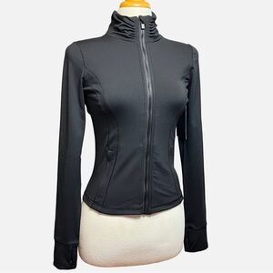 NWT 90 Degree Lux Black Slim Fit Jacket XS Thumb Holes Zip Pockets